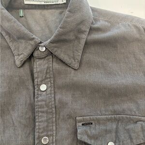 Criquet Men's Charcoal Corduroy Shirt Pearl Snap